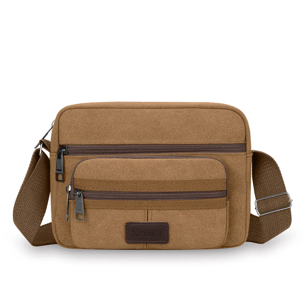 Men's Crossbody Messenger Bag Tan Canvas Small All-Matching - Image 9