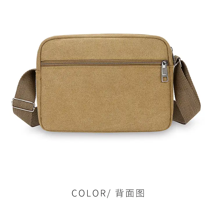 Men's Crossbody Messenger Bag Tan Canvas Small All-Matching — feature 12