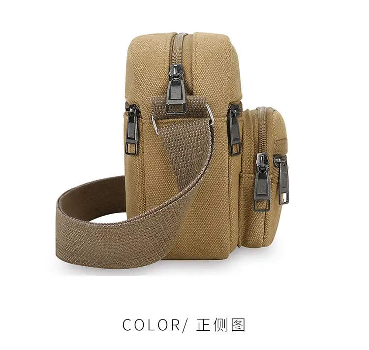 Men's Crossbody Messenger Bag Tan Canvas Small All-Matching — feature 14