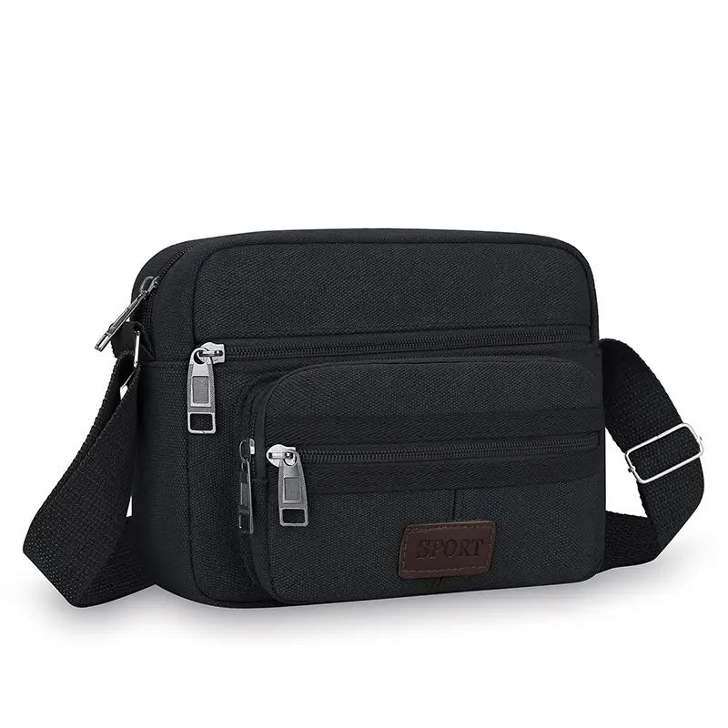 Men's Crossbody Messenger Bag Tan Canvas Small All-Matching — feature 41