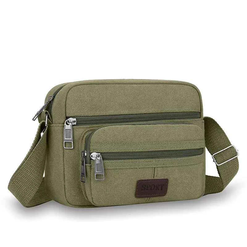 Men's Crossbody Messenger Bag Tan Canvas Small All-Matching — feature 42