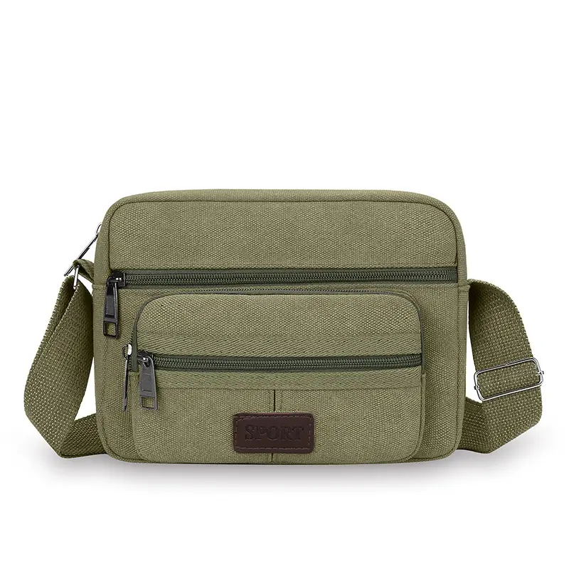 Men's Crossbody Messenger Bag Tan Canvas Small All-Matching - Image 3