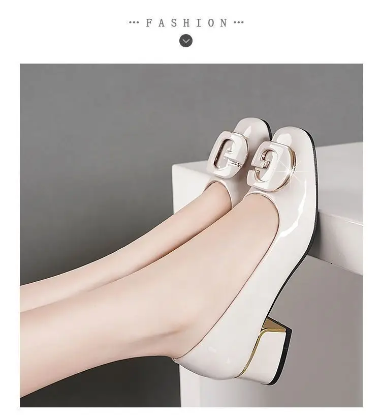 2024 spring and summer new soft leather soft bottom women's shoes mid heel chunky heel non-slip shallow mouth versatile work women's shoes mother's shoes — feature 10
