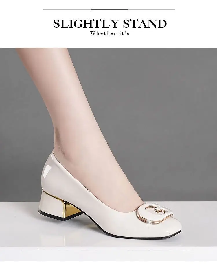 2024 spring and summer new soft leather soft bottom women's shoes mid heel chunky heel non-slip shallow mouth versatile work women's shoes mother's shoes — feature 11