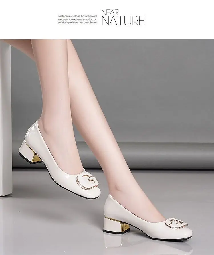 2024 spring and summer new soft leather soft bottom women's shoes mid heel chunky heel non-slip shallow mouth versatile work women's shoes mother's shoes — feature 14