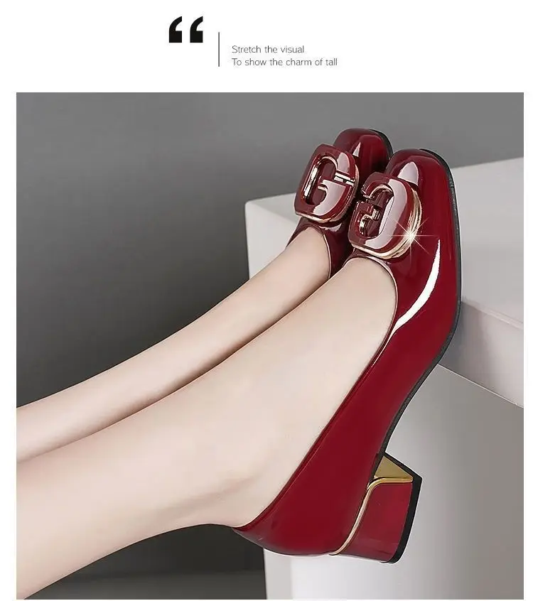 2024 spring and summer new soft leather soft bottom women's shoes mid heel chunky heel non-slip shallow mouth versatile work women's shoes mother's shoes — feature 16