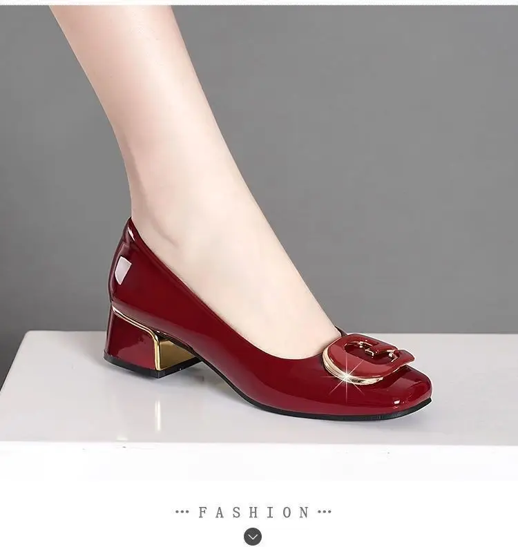 2024 spring and summer new soft leather soft bottom women's shoes mid heel chunky heel non-slip shallow mouth versatile work women's shoes mother's shoes — feature 17
