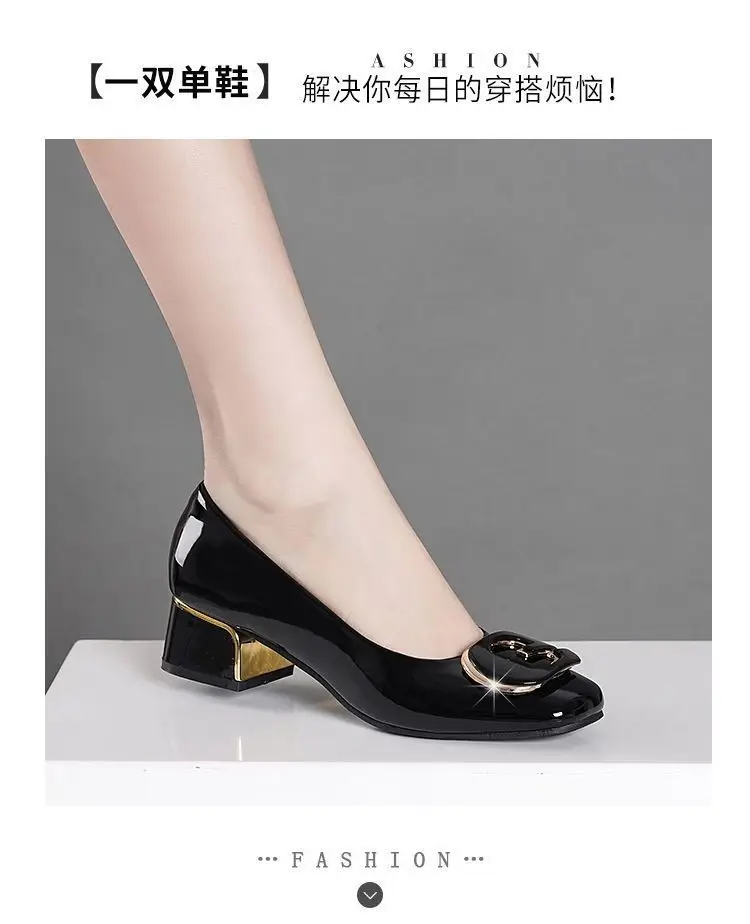 2024 spring and summer new soft leather soft bottom women's shoes mid heel chunky heel non-slip shallow mouth versatile work women's shoes mother's shoes — feature 20