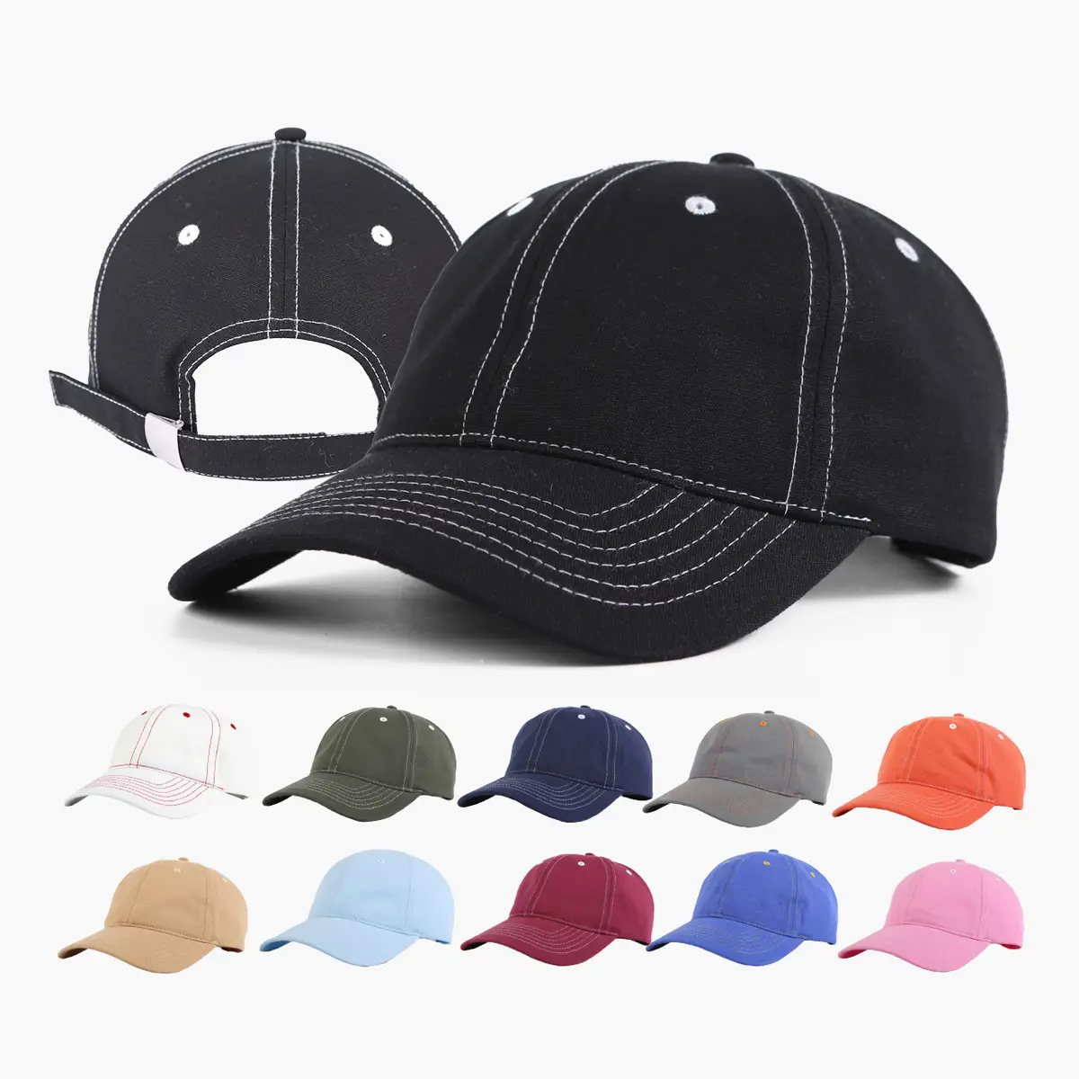 Pink All-Cotton Baseball Cap with Wide Brim
