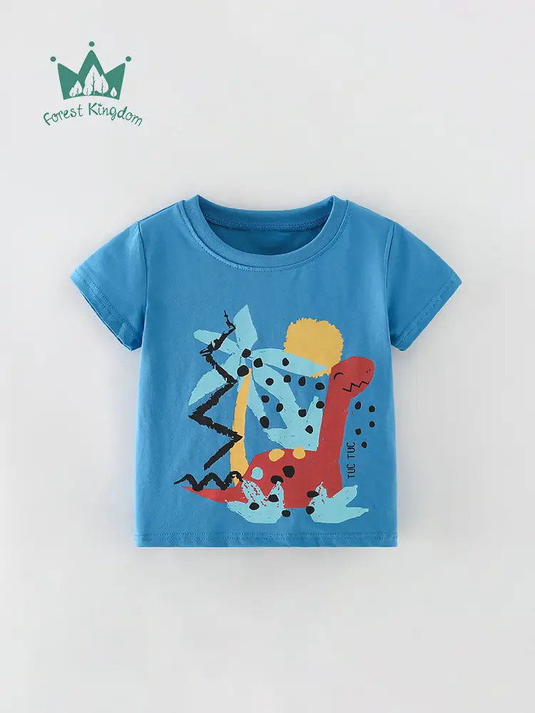 Blue Printed Boys T-Shirt Pure Cotton Summer Wear