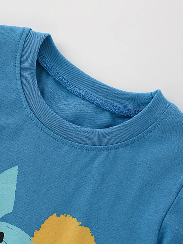 Blue Printed Boys T-Shirt Pure Cotton Summer Wear