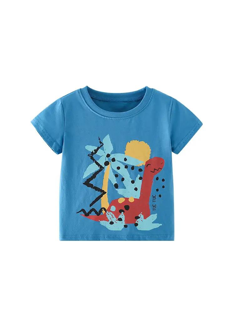 Blue Printed Boys T-Shirt Pure Cotton Summer Wear
