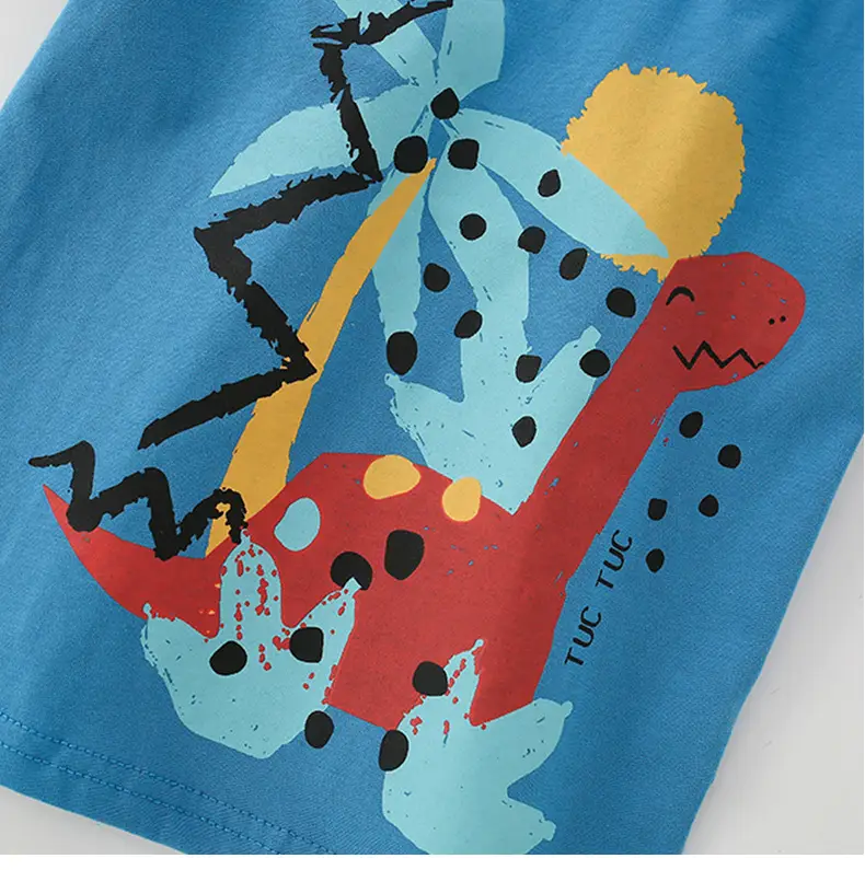 Blue Printed Boys T-Shirt Pure Cotton Summer Wear — feature 3