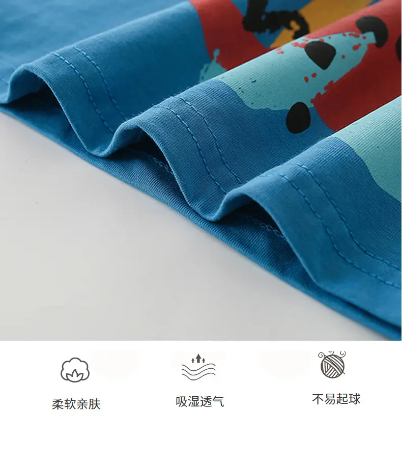 Blue Printed Boys T-Shirt Pure Cotton Summer Wear — feature 5