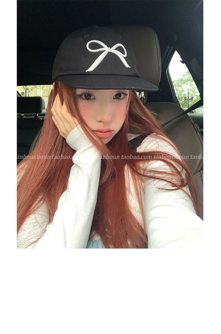 Women's Embroidered Bow Baseball Cap with Wide Brim Sun Hat — feature 4
