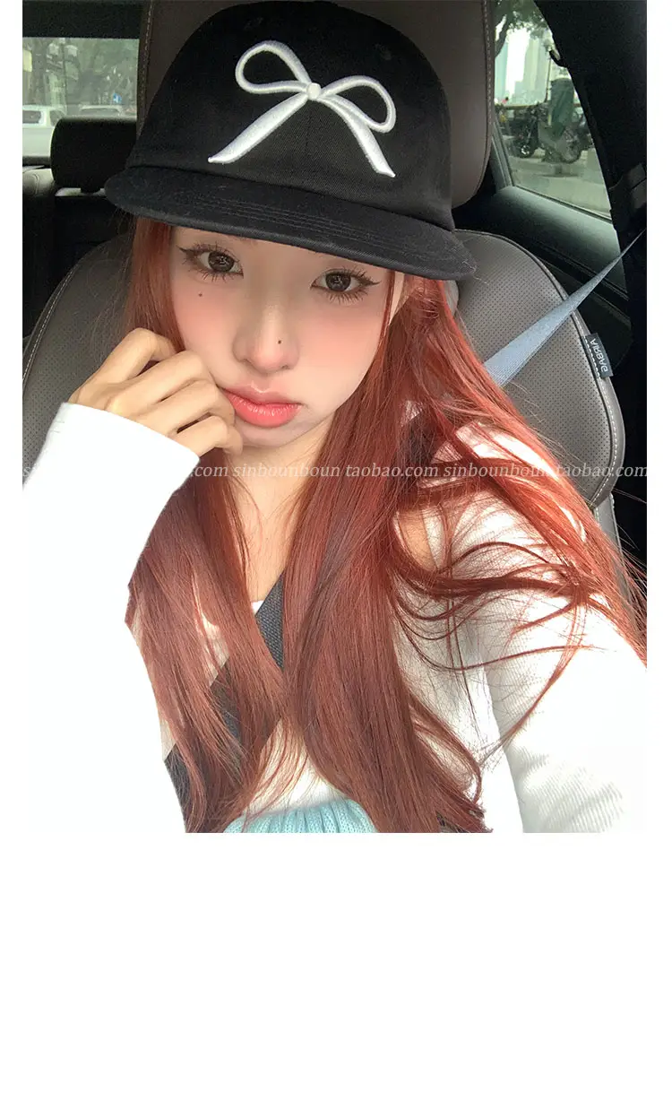 Women's Embroidered Bow Baseball Cap with Wide Brim Sun Hat — feature 5