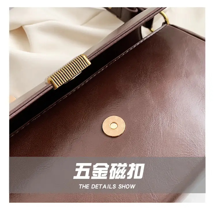 Women's Brown Crossbody Bag with Gold Plated Clasp — feature 10