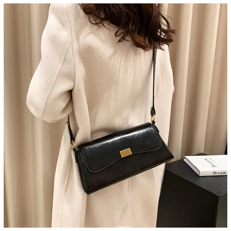 Women's Brown Crossbody Bag with Gold Plated Clasp — feature 25