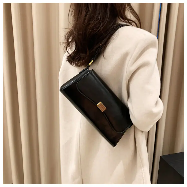 Women's Brown Crossbody Bag with Gold Plated Clasp — feature 26