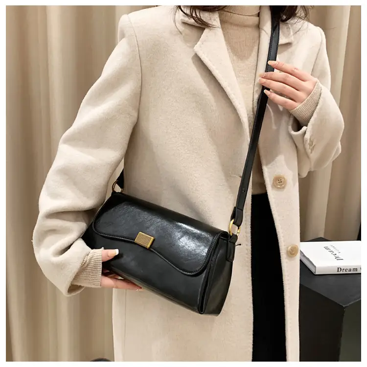 Women's Brown Crossbody Bag with Gold Plated Clasp — feature 27