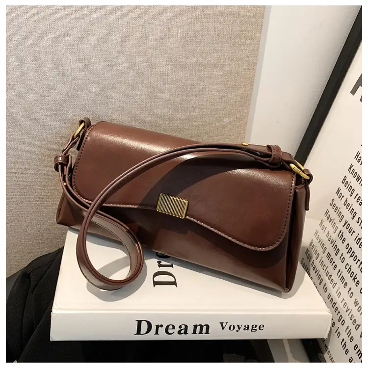 Women's Brown Crossbody Bag with Gold Plated Clasp — feature 32