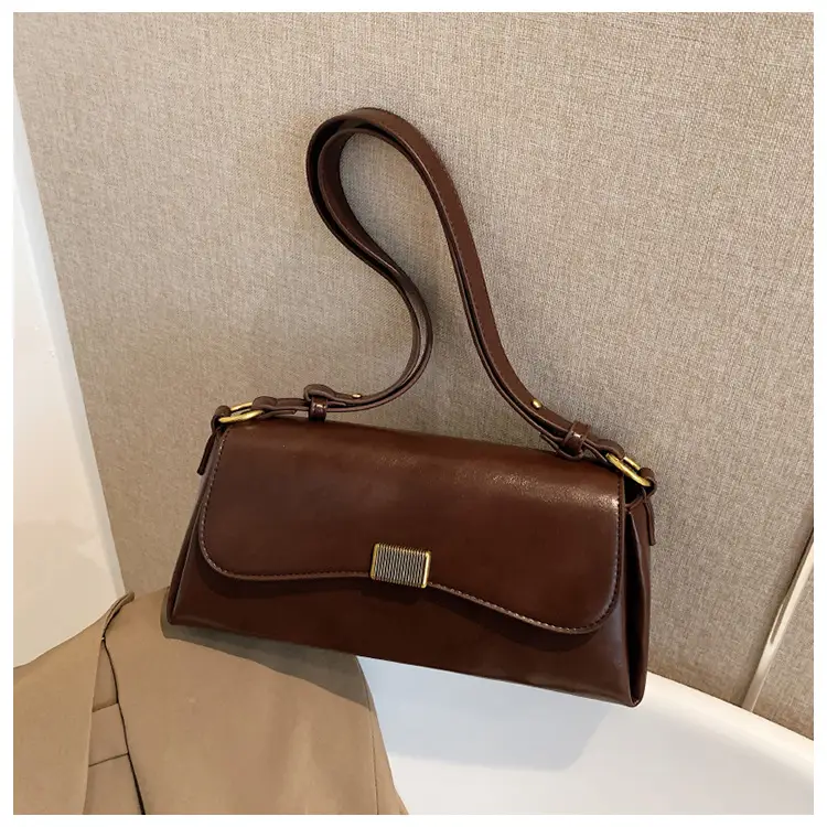 Women's Brown Crossbody Bag with Gold Plated Clasp — feature 34