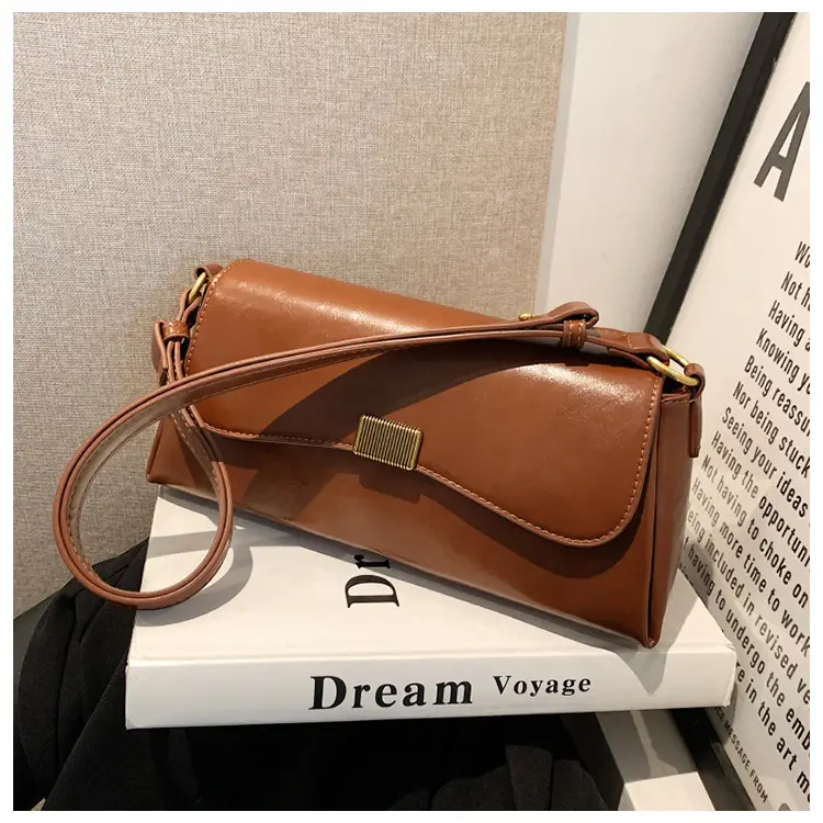 Women's Brown Crossbody Bag with Gold Plated Clasp — feature 42