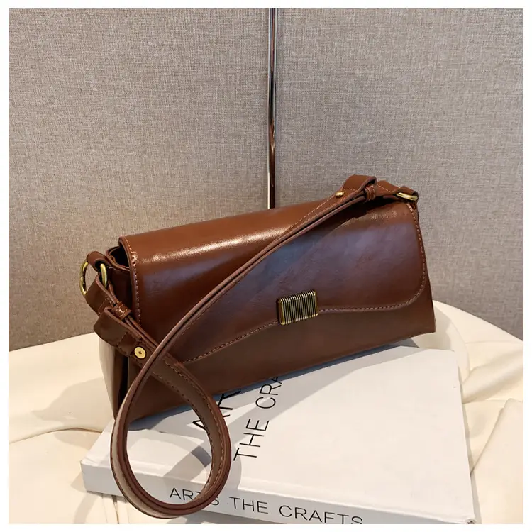 Women's Brown Crossbody Bag with Gold Plated Clasp — feature 43