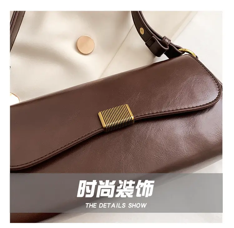 Women's Brown Crossbody Bag with Gold Plated Clasp — feature 7