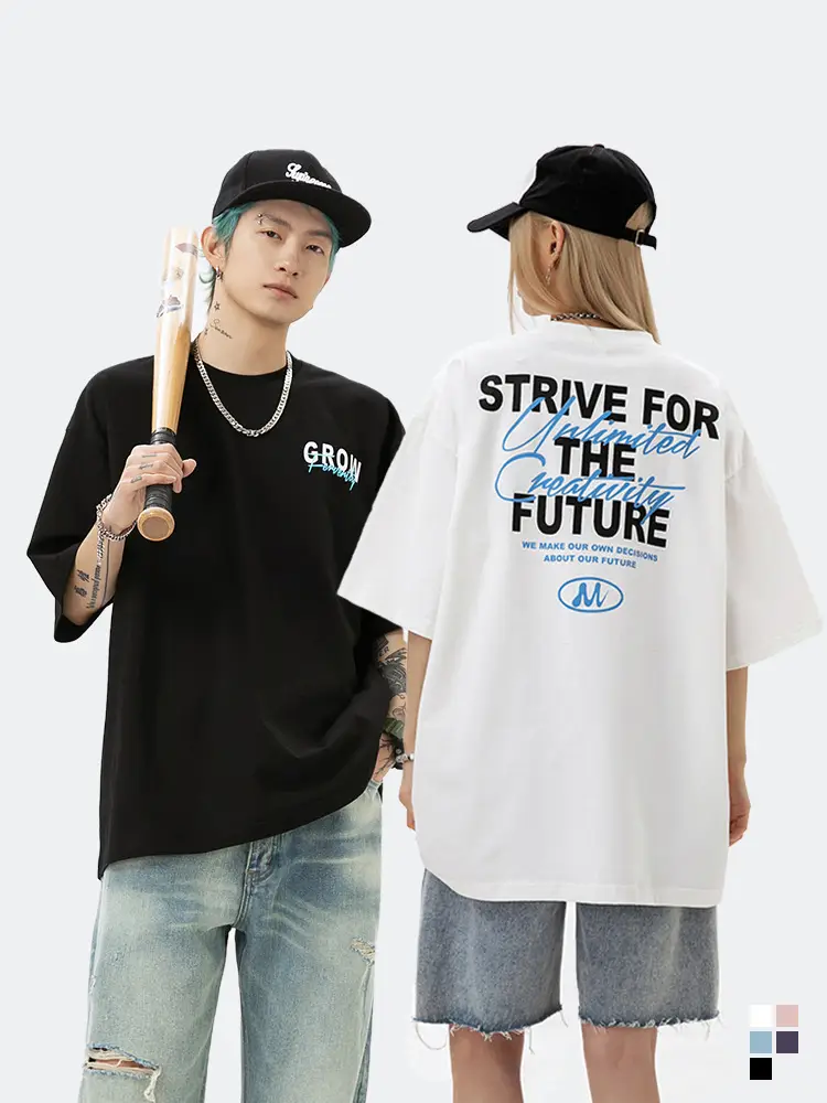 Men Black Strive For Future T-Shirt Short Sleeve Cotton - Image 4