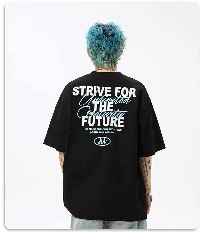 Men Black Strive For Future T-Shirt Short Sleeve Cotton — feature 27