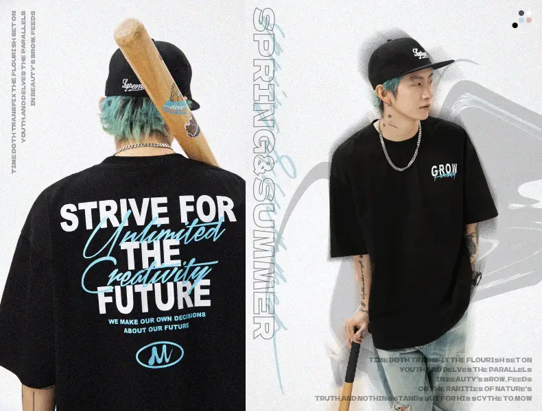 Men Black Strive For Future T-Shirt Short Sleeve Cotton — feature 4