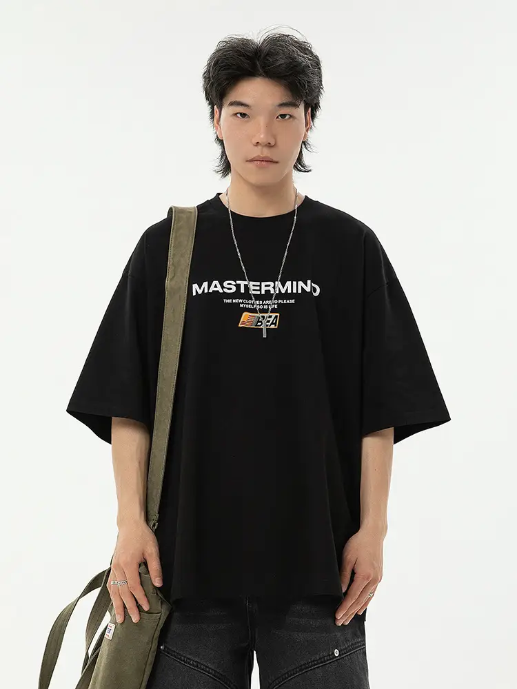Helu Men's White Mastermind Letter T-Shirt Loose Fit - Image 4