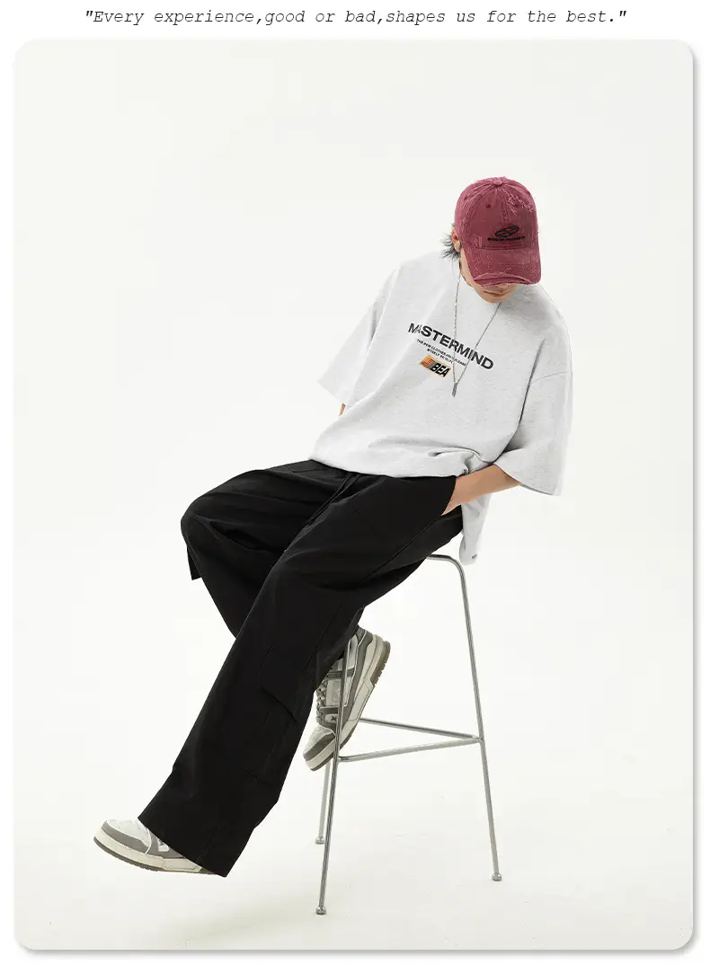 Helu Men's White Mastermind Letter T-Shirt Loose Fit — feature 17