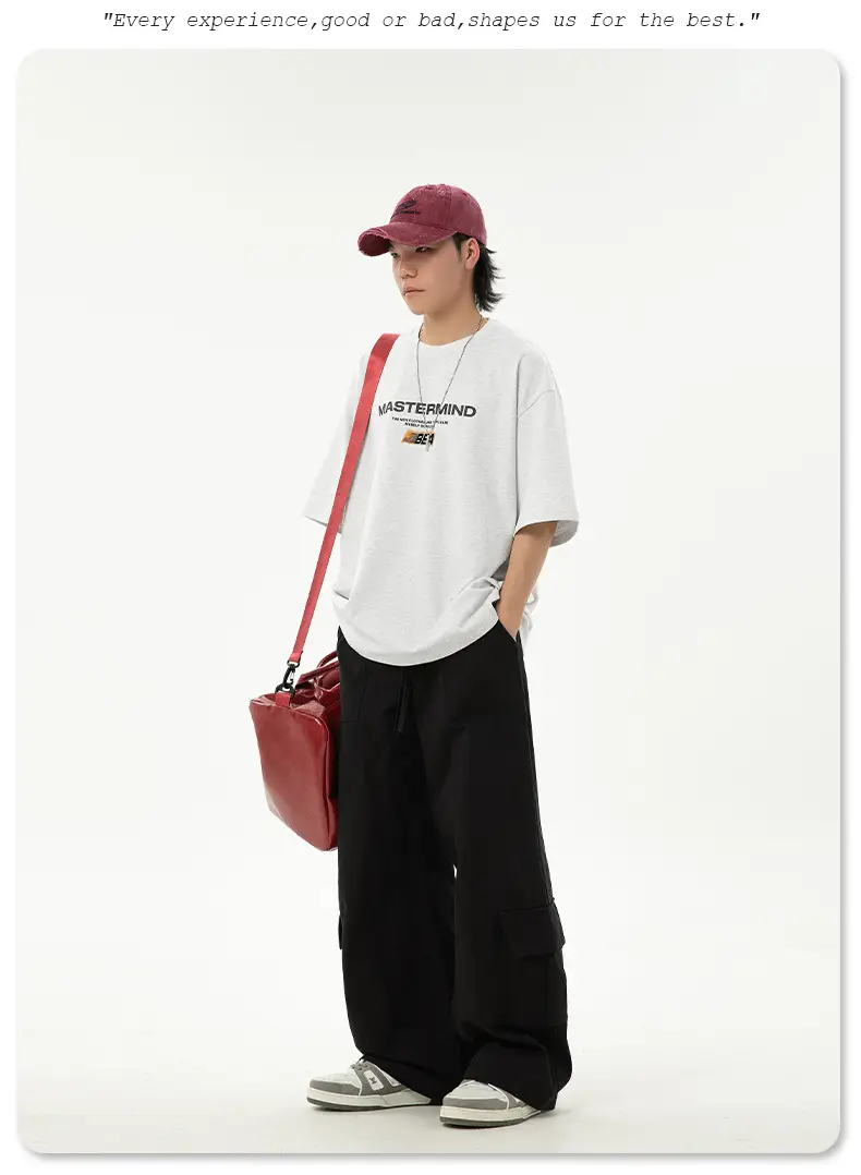 Helu Men's White Mastermind Letter T-Shirt Loose Fit — feature 19