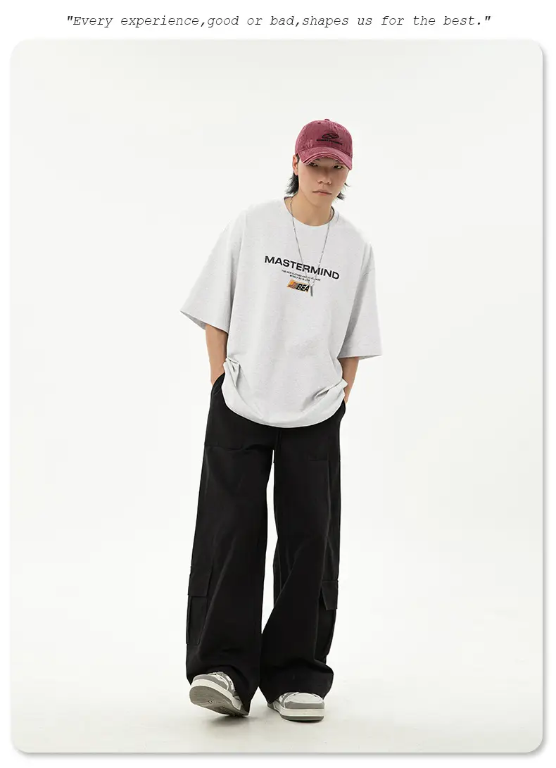 Helu Men's White Mastermind Letter T-Shirt Loose Fit — feature 20