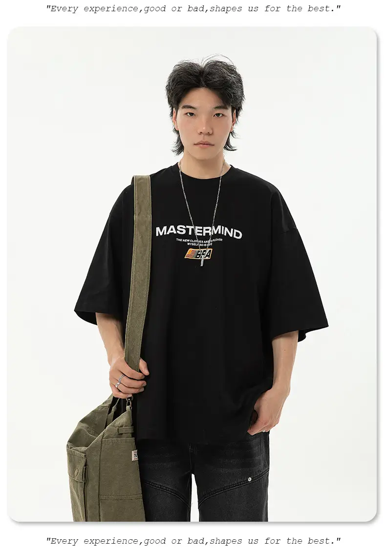 Helu Men's White Mastermind Letter T-Shirt Loose Fit — feature 21
