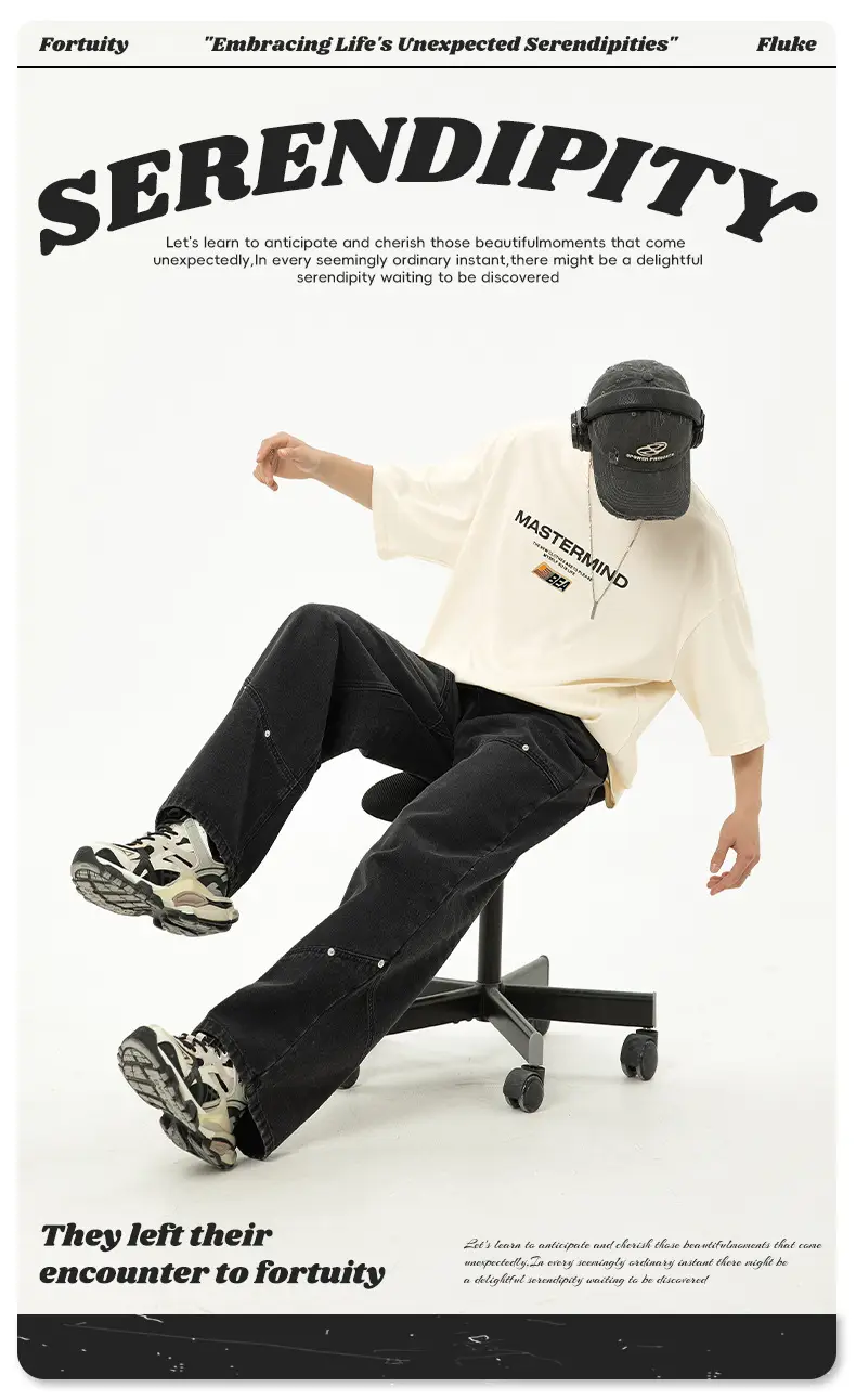 Helu Men's White Mastermind Letter T-Shirt Loose Fit — feature 5