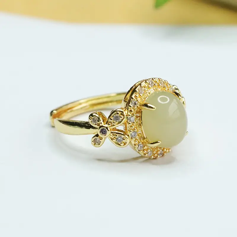 Aiyu Natural Hetian Jade Ring Clear Water Jade - Image 2