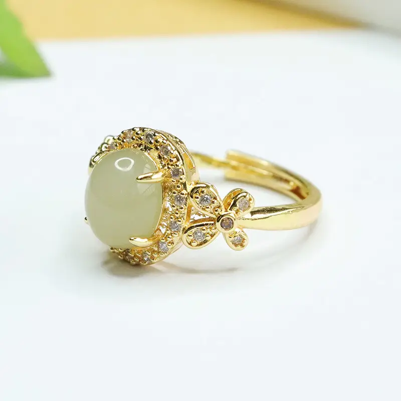 Aiyu Natural Hetian Jade Ring Clear Water Jade - Image 3