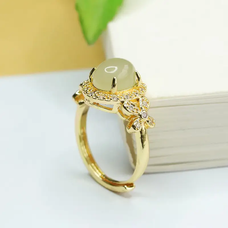 Aiyu Natural Hetian Jade Ring Clear Water Jade - Image 4
