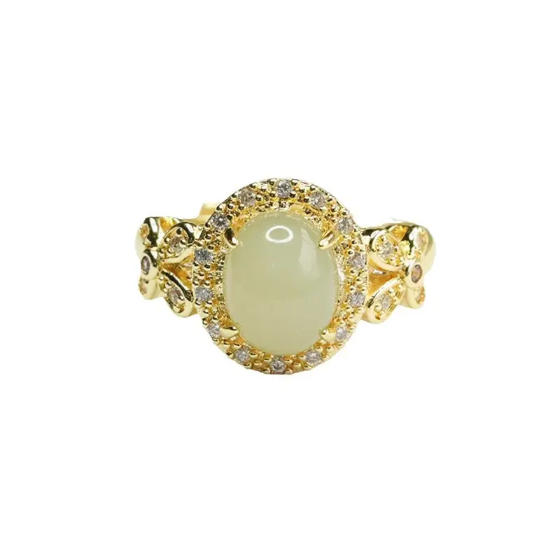 Aiyu Natural Hetian Jade Ring Clear Water Jade - Image 5