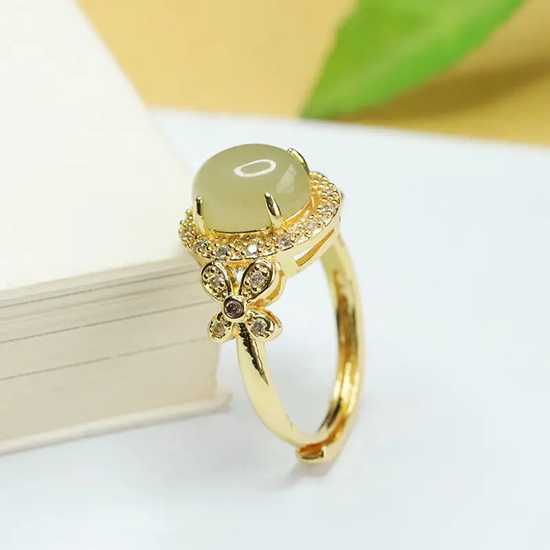 Aiyu Natural Hetian Jade Ring Clear Water Jade — feature 9