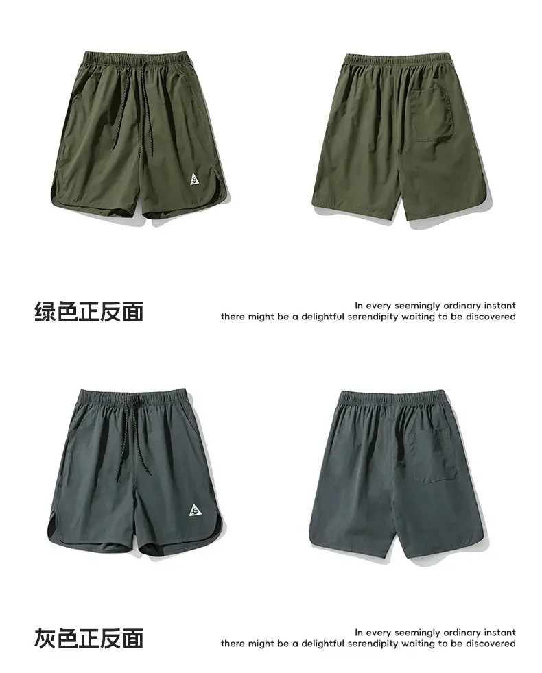 Men Curved Slit Sports Shorts Black White — feature 25