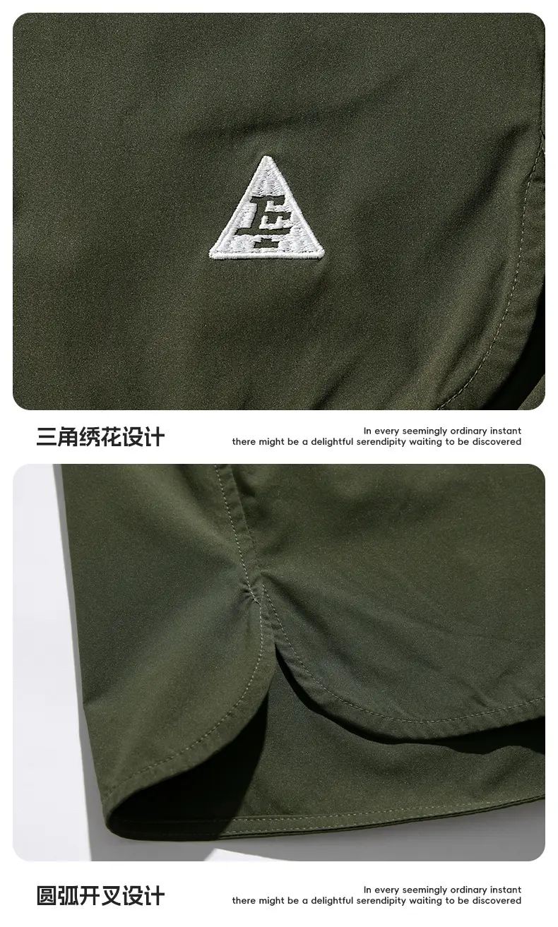 Men Curved Slit Sports Shorts Black White — feature 27