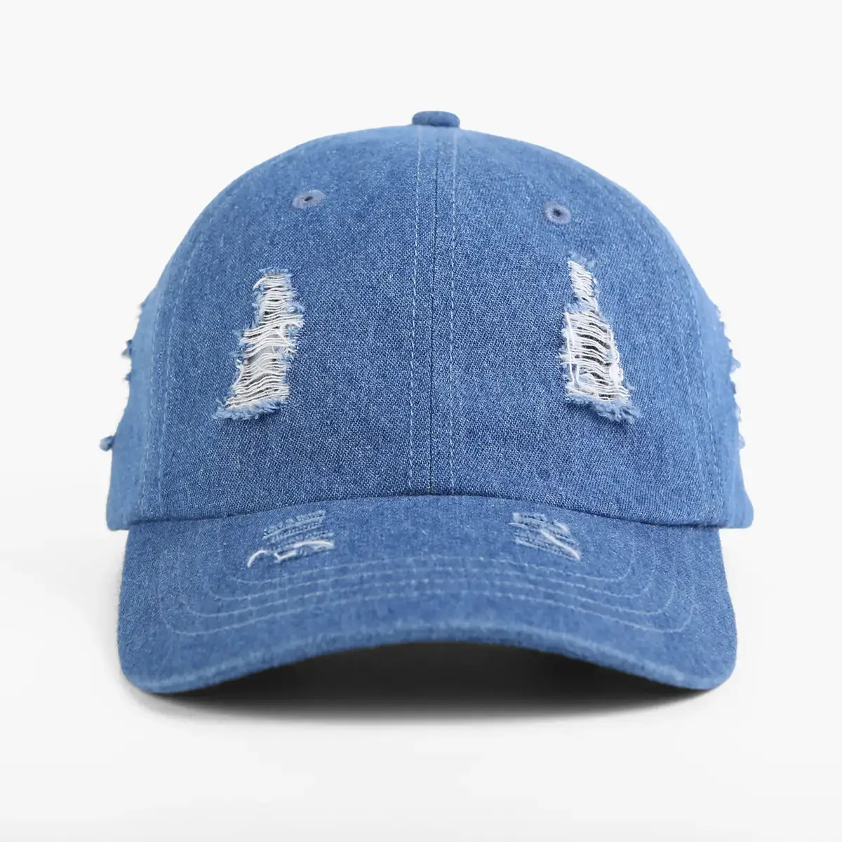 Blue Denim Baseball Cap with Retro Design - Image 5