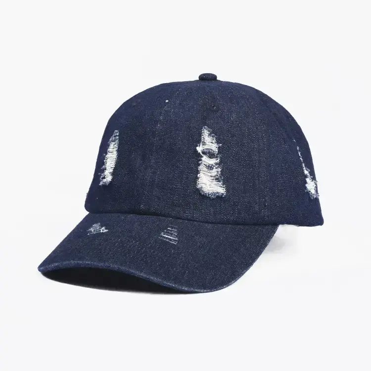 Blue Denim Baseball Cap with Retro Design - Image 2