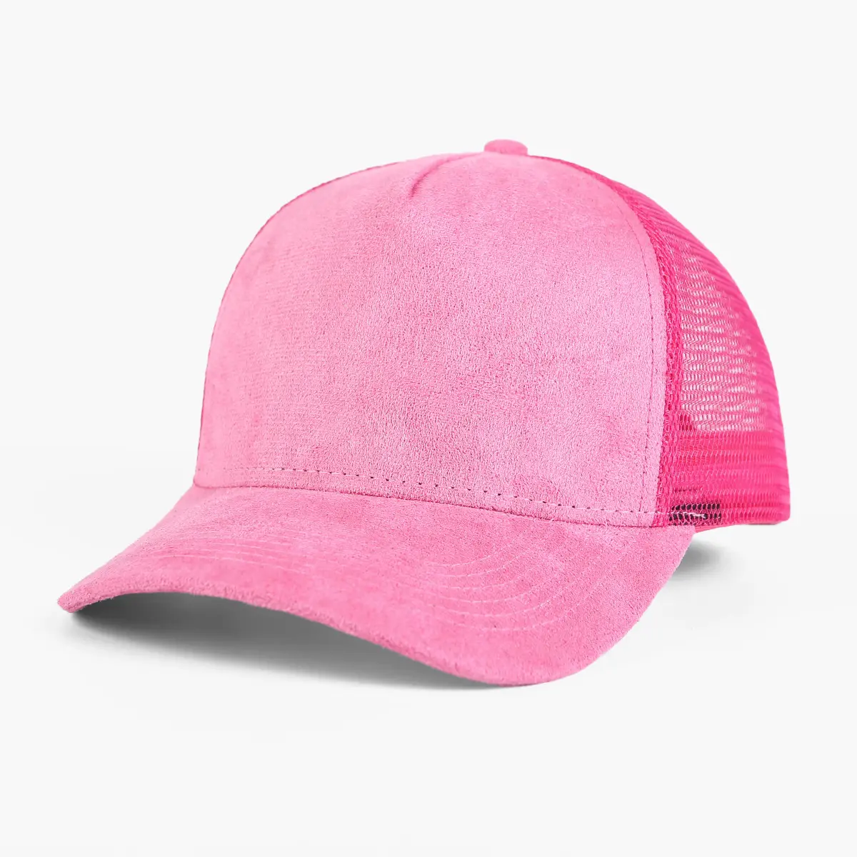 Pink Mesh Back Baseball Cap with Black Suede Front - Image 4