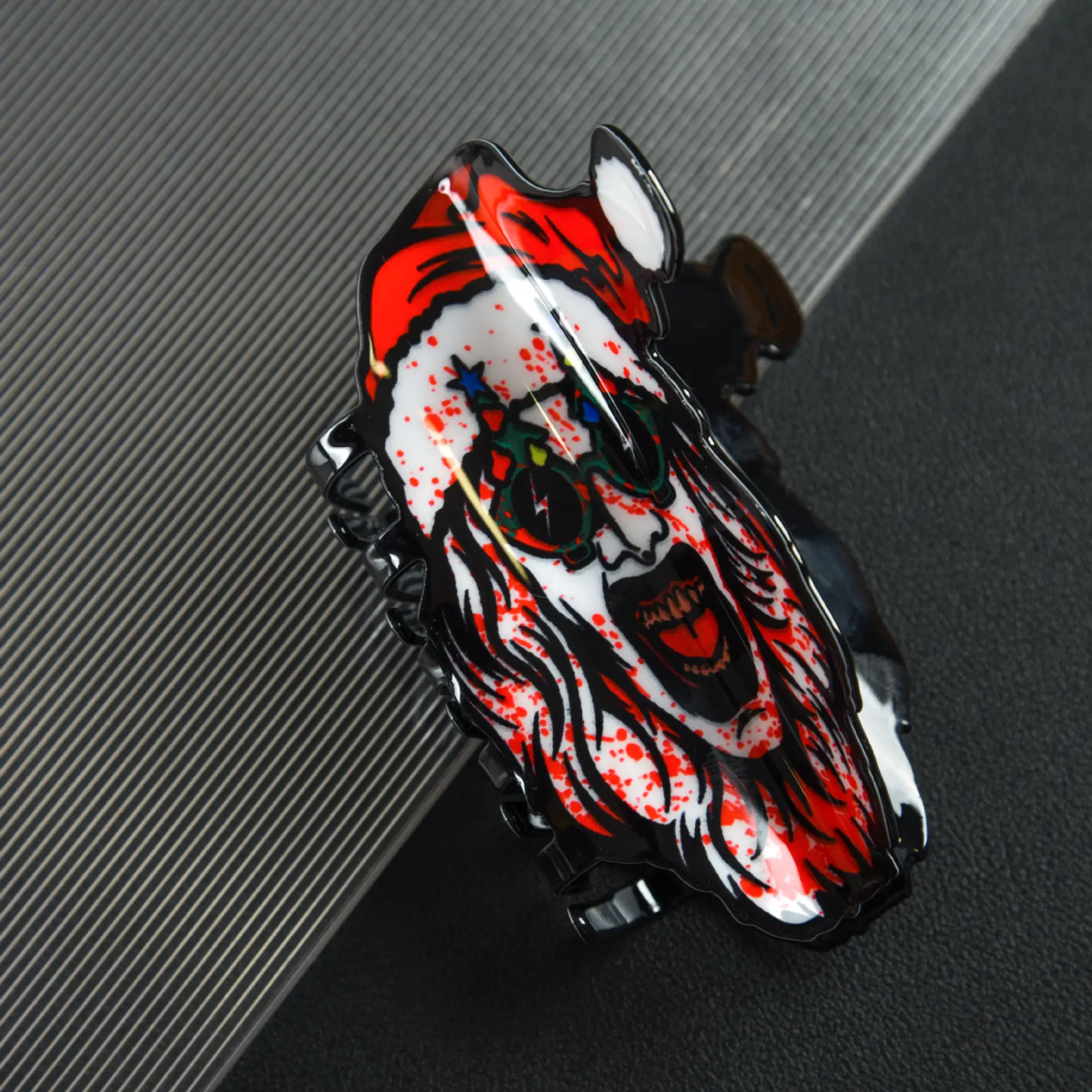 Shark Clip for Hair Band - Red Black Design - Image 7