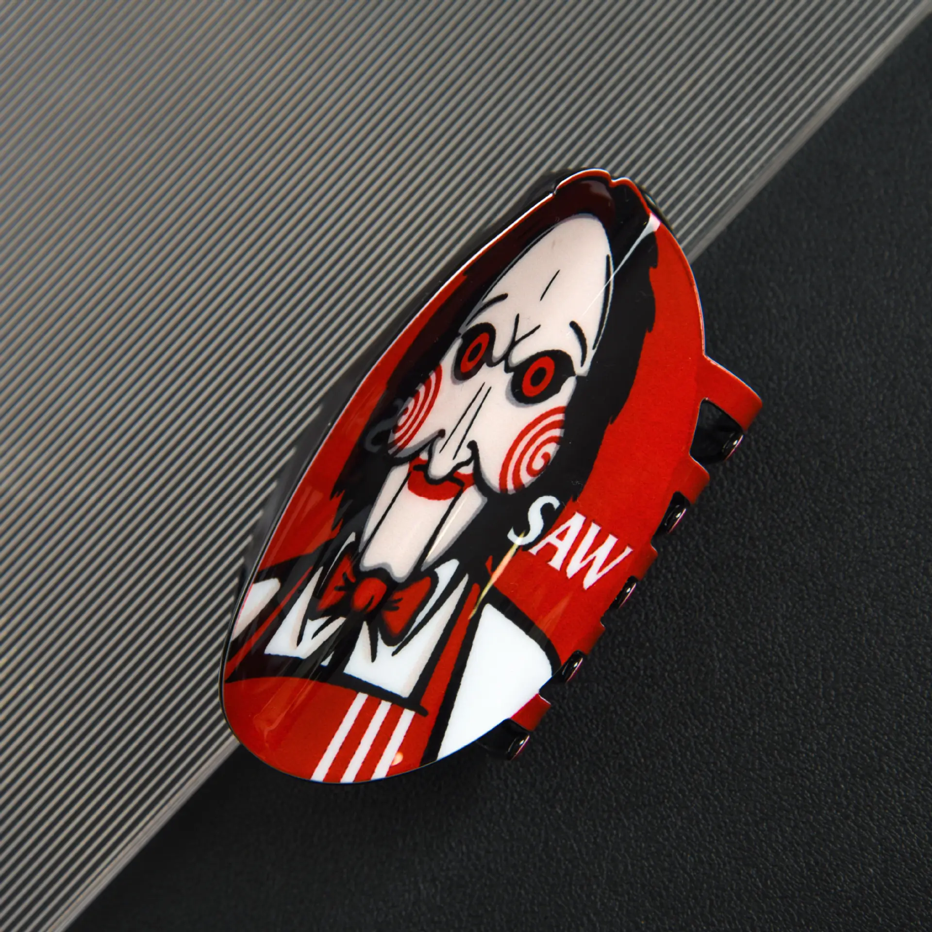 Shark Clip for Hair Band - Red Black Design - Image 9